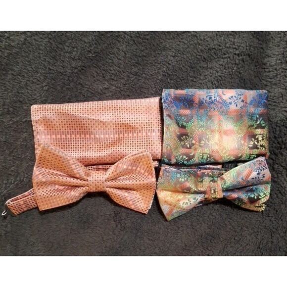 Set Of Two Stacy Adams Bowtie And Pocket Square Set - Picture 1 of 2